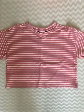 Zara Pink and White Striped Crop Top